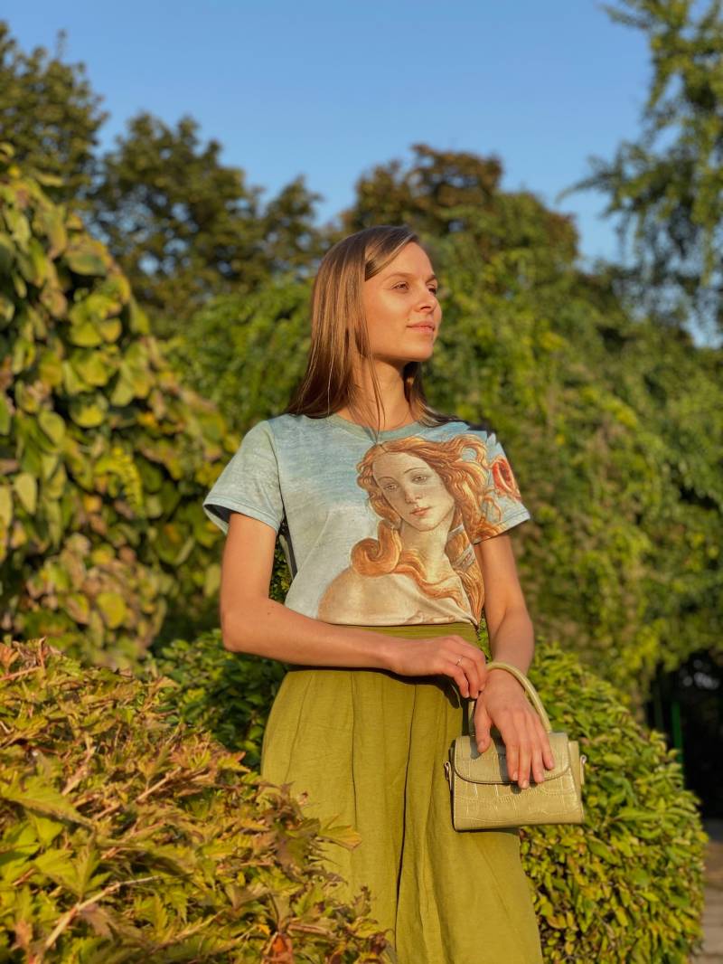 Recyceltes T-Shirt Mit Vollem Druck Der Malerei „Geburt Venus" Botticelli Geschenk Für Sie Ihn von OnmeClothing