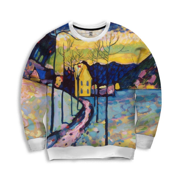Sweatshirt Mit Der Malerei „Winterlandschaft", Kandinsky Pullover, Impessionismus Geschenk Von Onme, Geburtstagsgeschenk Für Sie von OnmeClothing