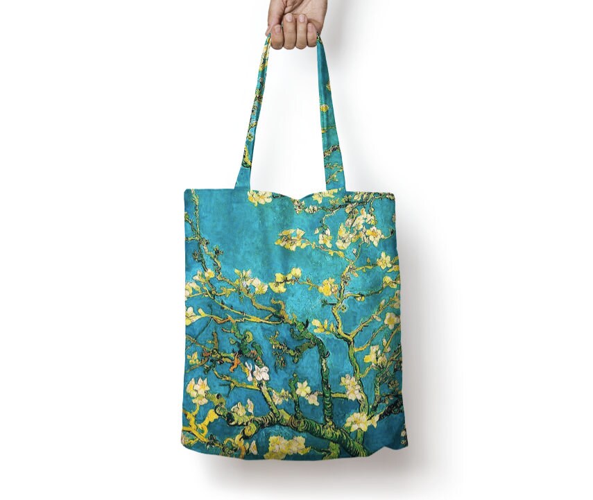 Tote Bag Mit Vollem Print "Blühende Mandelzweige" Von Van Gogh, Öko Tasche, Geschenk Für Sie Ideen, Geburtstagsgeschenk Ihre Halloweentasche von OnmeClothing