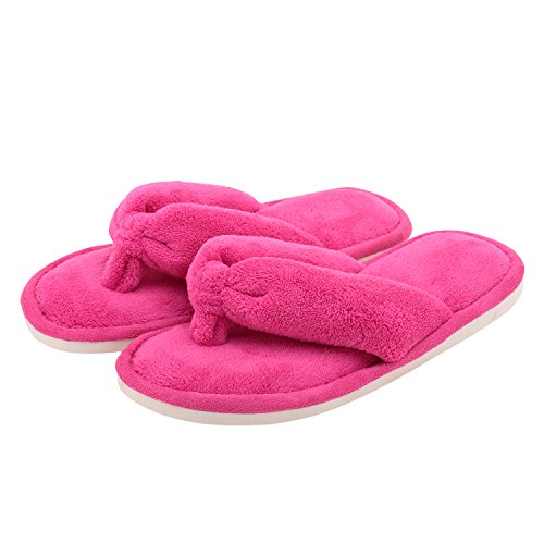 Damen-Hausschuhe, Korallen-Fleece-Zehensteg, Flip-Flops, Hausschuhe für Damen, Fuchsia, 36.5/37.5 EU Damen-Hausschuhe, Korallen-Fleece-Zehensteg, Flip-Flops, Hausschuhe für Damen, Fuchsia, 36.5/37.5 EU von Onmygogo