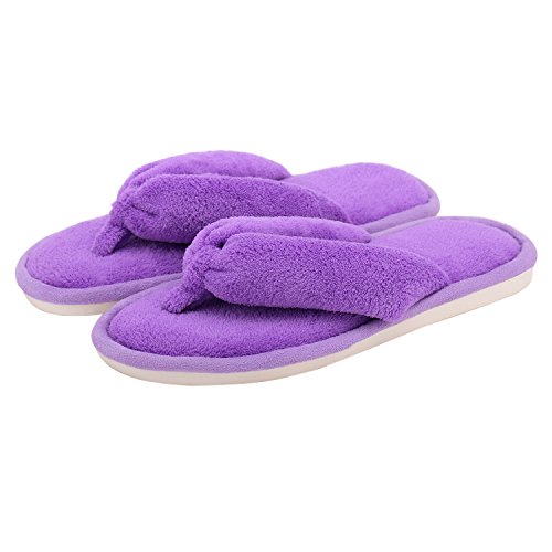 Onmygogo, Damen Plüsch Haus Hausschuhe Flip Flops (40-41 EU, Violett) von Onmygogo