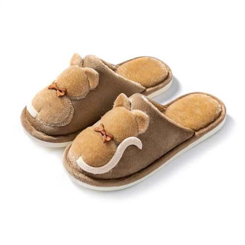 Onmygogo Damen Haus Hausschuhe, Winter Indoor Hausschuhe für Frauen, Scuff Katze Hausschuhe(khaki,38-39 EU Onmygogo Damen Haus Hausschuhe, Winter Indoor Hausschuhe für Frauen, Scuff Katze Hausschuhe(khaki,38-39 EU von Onmygogo