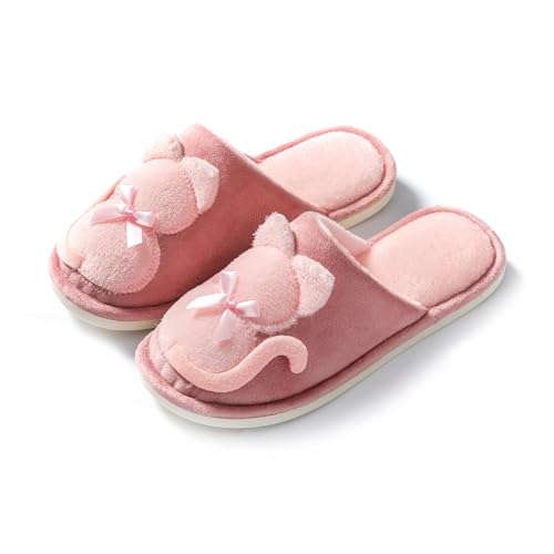 Onmygogo Damen Haus Hausschuhe, Winter Indoor Hausschuhe für Frauen, Scuff Katze Hausschuhe(pink,36-37 EU Onmygogo Damen Haus Hausschuhe, Winter Indoor Hausschuhe für Frauen, Scuff Katze Hausschuhe(pink,36-37 EU von Onmygogo