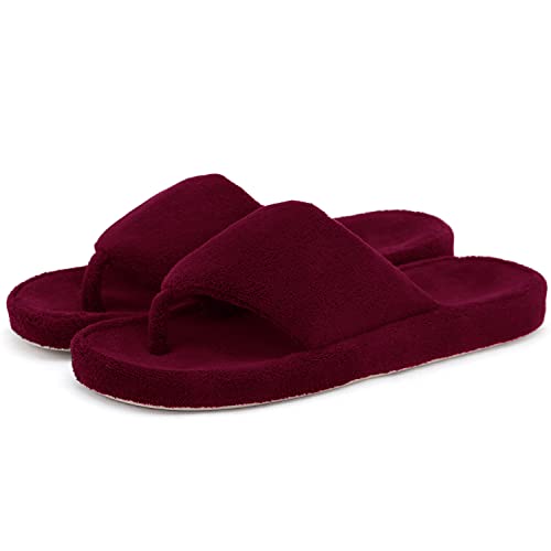 Onmygogo Frauen Indoor Haus Zehensteg Flip Flop Hausschuhe mit Fußgewölbeunterstützung, Flip-Flops Thong Hausschuhe für Frauen (38/38.5 EU, Claret, numeric_38) von Onmygogo