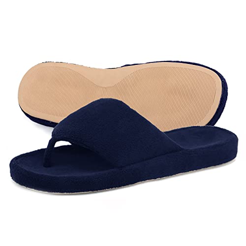 Onmygogo Frauen Indoor Haus Zehensteg Flip Flop Hausschuhe mit Fußgewölbeunterstützung, Flip-Flops Thong Hausschuhe für Frauen (39/39.5 EU, Navy, numeric_39) von Onmygogo