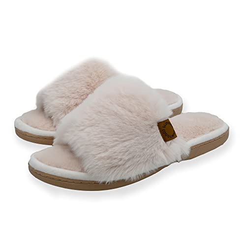 Onmygogo Furry Indoor Home Hausschuhe für Frauen mit Anti-Rutsch-Gummisohle, Kunstfell Offene Zehen Hausschuhe, natur, 36/37 EU Onmygogo Furry Indoor Home Hausschuhe für Frauen mit Anti-Rutsch-Gummisohle, Kunstfell Offene Zehen Hausschuhe, natur, 36/37 EU von Onmygogo