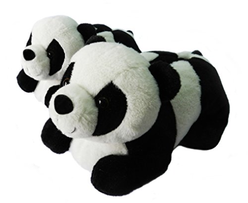 Onmygogo Tierhausschuhe Damen Herren Kinder Hausschuhe mit Panda Riesenpanda Pandabär (41-44 EU, Schwarz und weiß) von Onmygogo