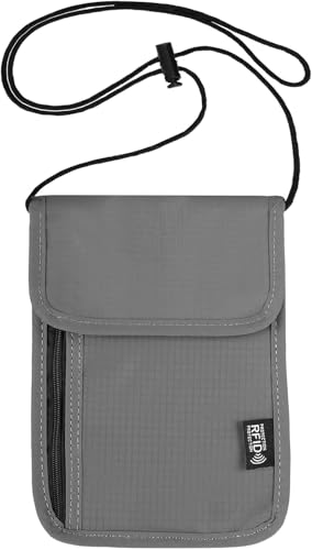 Onperpoe Brustbeutel mit RFID-Schutz Unisex Reisegeldbeutel Diebstahlsicher Brustbeutel Herren Damen brustbeutel Wasserdicht Reisedokumententasche für Passport Kreditkarten Münzen(Grau) von Onperpoe