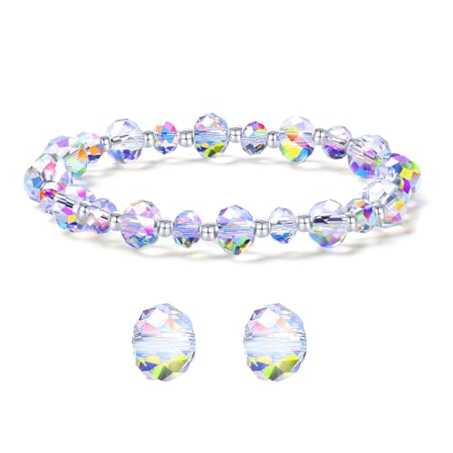 Onperpoe Kristall Armband für Mädchen und Damen Kristall Perlenarmbänder Kristallwürfel Verstellbare Stretch-Armbänder Stretch-Armband Yoga-Armbänder Charm-Armbänder Trendiges Schmuckgeschenke von Onperpoe