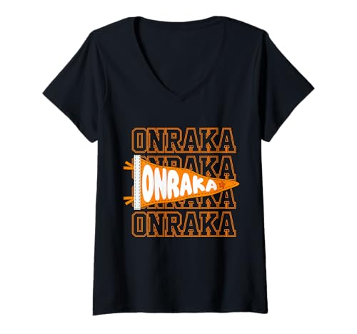 Damen Team Onraka RCA Retro School Spirit T-Shirt mit V-Ausschnitt von Onraka Unity Apparel For Men Women Kids