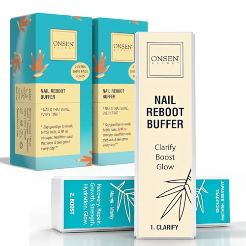 Onsen Secret Professional Nail Buffer, Ultimate Shine Nail Buffing Block With 3 Way Buffing Methods, Smooth & Shine After Onsen Nail Filer, Purse Size Manicure Tools for Optimum Nail Care (Pack of 2) von Cenyo
