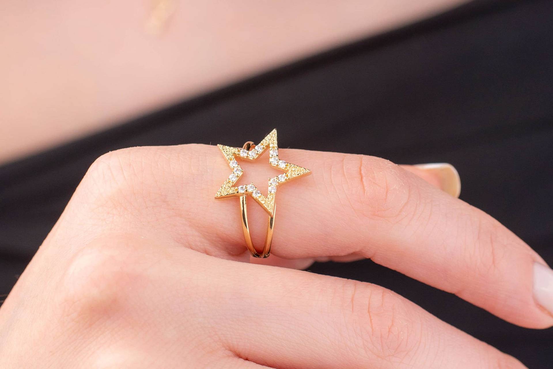 Offener Stern Ring, 14K Solid Gold Großer Einzigartiger Geschenk Für Sie, Celestial Abschlussgeschenk, Starburst Weihnachtsgeschenk von OnsevaFineJewelry