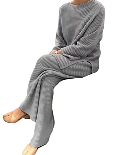 Onsoyours 2 Stück Damen Freizeitanzug Strickanzug aus Langarm Strickpullover Und Lange Jogginghose Zweiteilige Beiläufig Outfit Sportanzug Loungewear Set von Onsoyours