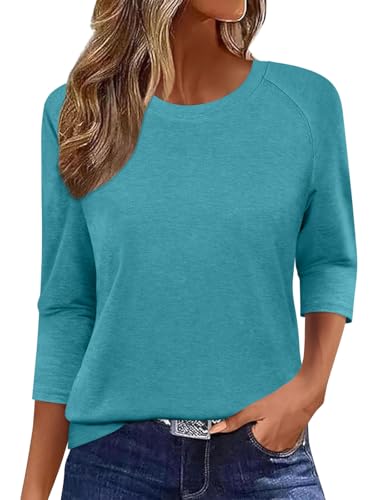 Onsoyours 3/4 Arm Shirt Damen Rundhals Tshirt Sommer Oberteil Casual Tops Basic Shirt A Türkis S Onsoyours 3/4 Arm Shirt Damen Rundhals Tshirt Sommer Oberteil Casual Tops Basic Shirt A Türkis S von Onsoyours