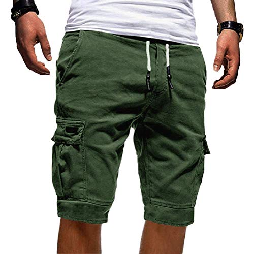 Onsoyours ASIN Herren Hose Cargo Jogging Hose Freizeithose Sportlich Hose Lang Casual Cargohose Pants Mit Tasche Elastischer Bund Mit Kordelzug Z1 Grün XS von Onsoyours