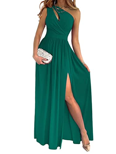 Onsoyours Abendkleid Damen Elegante Maxi Langes Kleid mit Schlitz Ballkleider Ärmellos Maxikleid Strandkleid Partykleid Cocktailkleid Festlich Kleid A Grün L von Onsoyours