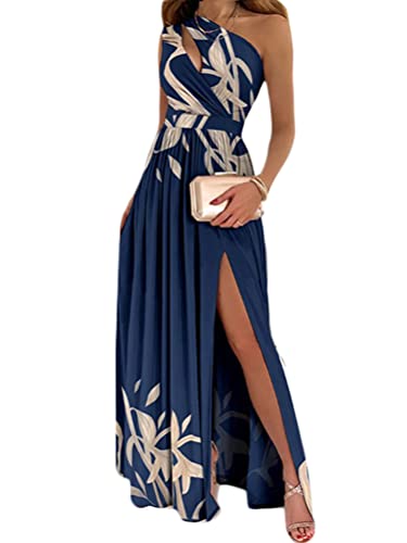 Onsoyours Abendkleid Damen Elegante Maxi Langes Kleid mit Schlitz Ballkleider Ärmellos Maxikleid Strandkleid Partykleid Cocktailkleid Festlich Kleid A Marine02 M von Onsoyours