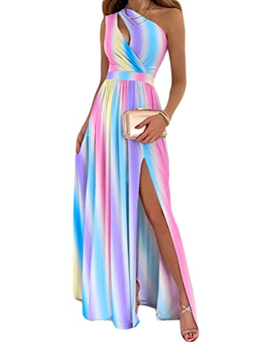 Onsoyours Abendkleid Damen Elegante Maxi Langes Kleid mit Schlitz Ballkleider Ärmellos Maxikleid Strandkleid Partykleid Cocktailkleid Festlich Kleid A Mehrfarbig M von Onsoyours