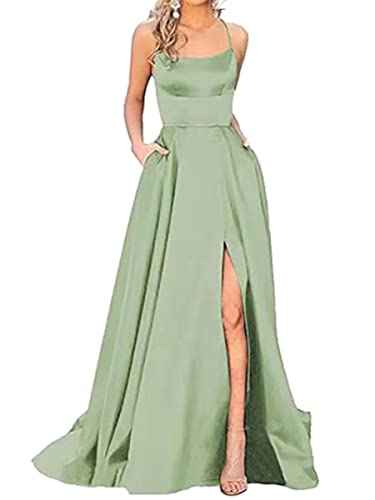 Onsoyours Abendkleider Damen Elegant V-Ausschnitt A-Linie Spitzenkleid Chiffon Lang Cocktailkleider Abschlussballkleid Partykleid Maxikleider Hochzeitskleid B Hellgrün XL von Onsoyours