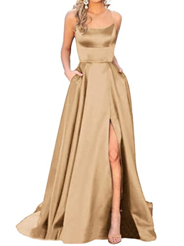 Onsoyours Abendkleider Damen Elegant V-Ausschnitt A-Linie Spitzenkleid Chiffon Lang Cocktailkleider Abschlussballkleid Partykleid Maxikleider Hochzeitskleid B Khaki XL von Onsoyours