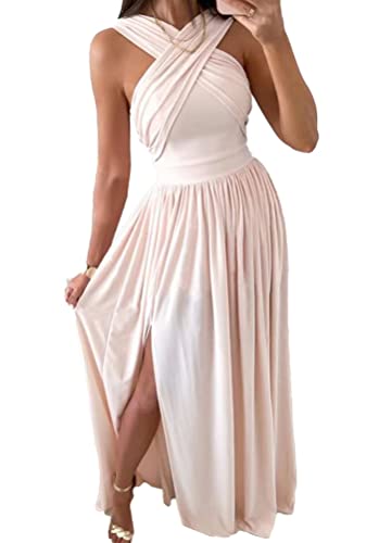 Onsoyours Abendkleider Damen Elegante Ärmelloses Criss Cross Neckholder Kleid Einfarbig Mode Schlitz Cocktailkleid Partykleid Maxikleid Freizeit Ballkleid Sommerkleid C Rosa M Onsoyours Abendkleider Damen Elegante Ärmelloses Criss Cross Neckholder Kleid Einfarbig Mode Schlitz Cocktailkleid Partykleid Maxikleid Freizeit Ballkleid Sommerkleid C Rosa M von Onsoyours