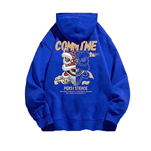 Onsoyours Anime Kapuzenpullover Damen Oversized Hoodie E-Girl Streetwear Sweatshirt Mädchen Y2K Gothic Sweatshirt Herren Pullover mit Kapuze Herbst Winter D Blau L von Onsoyours