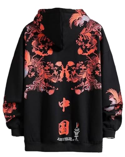 Onsoyours Anime Kapuzenpullover Damen Oversized Hoodie E-Girl Streetwear Sweatshirt Mädchen Y2K Gothic Sweatshirt Herren Pullover mit Kapuze Herbst Winter E Schwarz L von Onsoyours