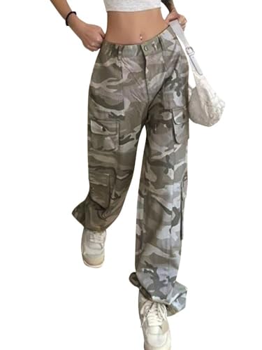 Onsoyours Baggy Damen Jeans Y2K Aesthetic Low Waist Jeanshose Straight Leg Jeans Gerade Denim Hose Stretch Boyfriend Locker Cargo Jeans Streetwear D Grau M von Onsoyours