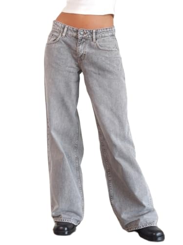 Onsoyours Baggy Jeans Damen Y2K Lose Gerade Jeans Low Waist Jeanshose mit Weitem Bein Baggy Boyfriend Denim Hose Streetwear A Hellgrau XXL von Onsoyours