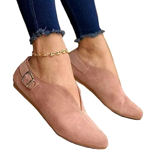 Onsoyours Ballettschuhe Spitzenschuhe Damen Sandaletten Spitz Zehenabsatz Flache Schuhe Klassische Mokassins Atmungsaktiv Freizeit Loafers Flache Fahren Halbschuhe A Rosa 38 EU von Onsoyours