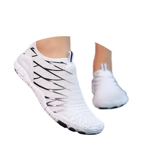 Onsoyours Barfuss Schuhe Damen Barfußschuhe Sommer Wasserschuhe Aquaschuhe Strandschuhe Schnell Trocknen Surfschuhe Unisex Barfußschuhe für Beach Pool Surfen A Weiß 38 EU von Onsoyours