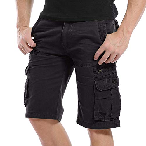 Onsoyours Bermuda Shorts Herren Sommer Kurze Hose Outdoor Casual Strandshorts Chino Cargo Shorts mit 6 Tasche Reine Farbe/Tarnung A Schwarz Large von Onsoyours