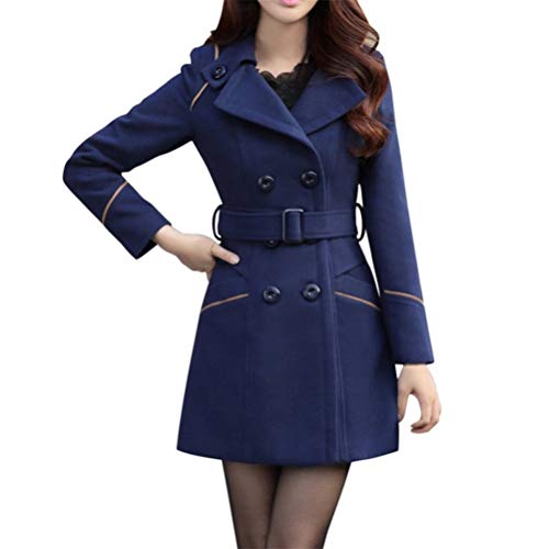 Onsoyours Blau Damen Winter Mantel Klassischen Doppelten Breasted Trenchcoat Warm Schlank Vintage Jacke Windmantel Outwear L von Onsoyours