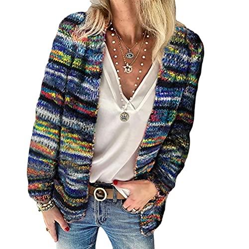 Onsoyours Blau Zopfmuster Oversize Langarm Beiläufige Cardigan Grobe Strickjacke Mit Kapuze Damen Mode XXL von Onsoyours