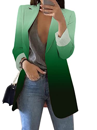 Onsoyours Blazer Cardigan Damen Business Jacke Slim Fit Anzug Kurz Trenchcoat Sakko Elegant Slim Fit Jacke Sommer Herbst Freizeit Coat Schuljacke Herbst Elegant Langarm Blazer B Grün S von Onsoyours