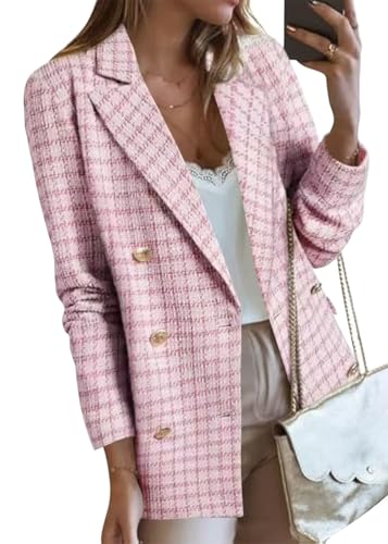 Onsoyours Blazer Damen Herbst Winter Tweed Jacke Langarm Revers Casual Mantel Mit Knopf Sakko Geschäft Büro Anzug Trenchcoat Business Festlich Outwear B Rosa XXL Onsoyours Blazer Damen Herbst Winter Tweed Jacke Langarm Revers Casual Mantel Mit Knopf Sakko Geschäft Büro Anzug Trenchcoat Business Festlich Outwear B Rosa XXL von Onsoyours