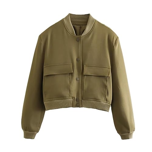 Onsoyours Bomberjacke Damen Herbst Kurz Blouson College Jacke Leichte Übergangsjacke Stehkragen Langarm Casual Pilotenjacke A Armeegrün L Onsoyours Bomberjacke Damen Herbst Kurz Blouson College Jacke Leichte Übergangsjacke Stehkragen Langarm Casual Pilotenjacke A Armeegrün L von Onsoyours