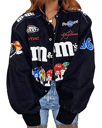 Onsoyours Bomberjacke Damen Sweatjacke Ladies College Sweat Jacket Druckknopf Für Frauen Oversized Patchwork Jacke Vintage Brief Druck Jacken Baseball Mantel O Schwarz 3XL Onsoyours Bomberjacke Damen Sweatjacke Ladies College Sweat Jacket Druckknopf Für Frauen Oversized Patchwork Jacke Vintage Brief Druck Jacken Baseball Mantel O Schwarz 3XL von Onsoyours
