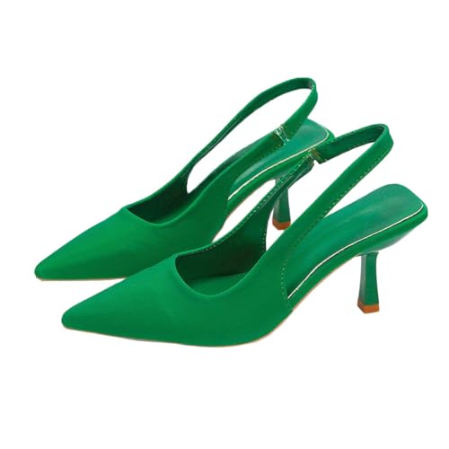 Onsoyours Brautschuhe Damen Slingback Kitten Heel Spitz Zehen Kleid Pumps Schuhe A Grün 38 EU von Onsoyours