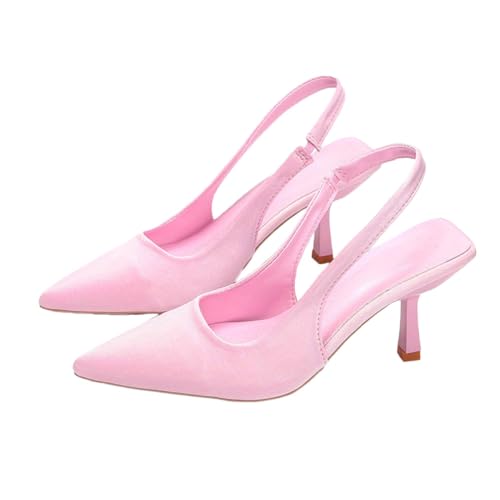 Onsoyours Brautschuhe Damen Slingback Kitten Heel Spitz Zehen Kleid Pumps Schuhe A Rosa 41 EU von Onsoyours