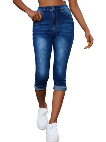 Onsoyours Capri Jeans Damen Sommer Jeanshosen 3/4 Hose High Waist Jeans Dreiviertel Hose Stretch Denim Hose Kurze Jeans Caprijeans A Dunkelblau XS Onsoyours Capri Jeans Damen Sommer Jeanshosen 3/4 Hose High Waist Jeans Dreiviertel Hose Stretch Denim Hose Kurze Jeans Caprijeans A Dunkelblau XS von Onsoyours