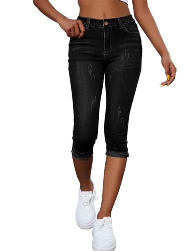 Onsoyours Capri Jeans Damen Sommer Jeanshosen 3/4 Hose High Waist Jeans Dreiviertel Hose Stretch Denim Hose Kurze Jeans Caprijeans B Schwarz XXL Onsoyours Capri Jeans Damen Sommer Jeanshosen 3/4 Hose High Waist Jeans Dreiviertel Hose Stretch Denim Hose Kurze Jeans Caprijeans B Schwarz XXL von Onsoyours