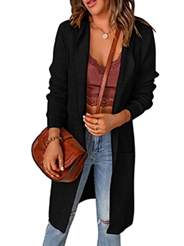 Onsoyours Cardigan Damen Lang Cardigan Strickjacke Langarm Strickmantel Strickpullover Herbst Winter Outwear mit Kapuze A Schwarz XXL Onsoyours Cardigan Damen Lang Cardigan Strickjacke Langarm Strickmantel Strickpullover Herbst Winter Outwear mit Kapuze A Schwarz XXL von Onsoyours