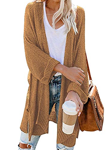 Onsoyours Cardigan Damen Strickjacke Mantel Lang Pullover Strickpullover Freizeit Elegant Strickmantel Blazer Jacke Gelb 36 von Onsoyours