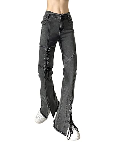 Onsoyours Cargohose Damen Baggy High Waist Cargo Pants Y2K Taschen Hosen Mode Streetwear Hippie Hose Q Dunkelgrau S von Onsoyours