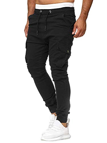 Onsoyours Cargohose Herren Outdoorhose Männer Verwaschen Cargohose Chino Hose Sporthose Freizeithose Jogging Treckking Casual Hose Mit Taschen A Schwarz XS von Onsoyours