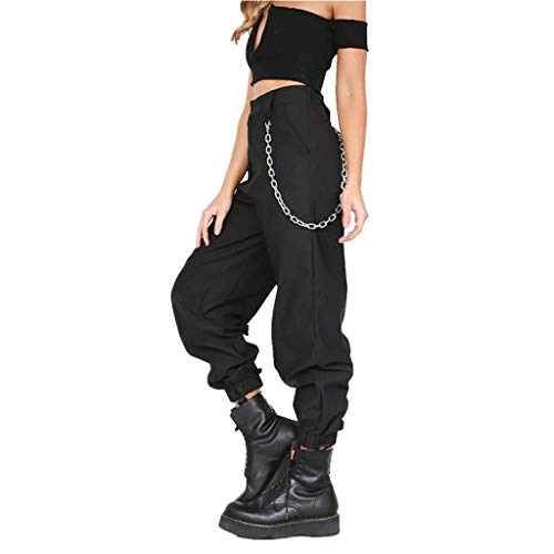 Onsoyours Cargohosen Damen Camouflage Hose Teenager Mädchen Stretch Jogginghose Freizeithose Mit Taschen Camo Jogger Pants Cargo Hose A Schwarz L von Onsoyours