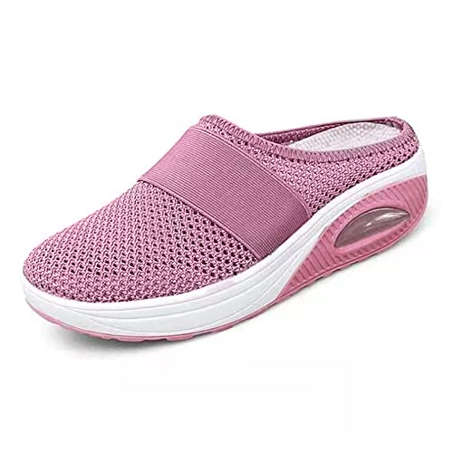 Onsoyours Clogs Weiche Hausschuhe Damen Pantoletten Mesh Sabot Mit Orthopädisch Luftkissen Atmungsaktiv Plateau Freizeit Sandalen Slipper A Rosa 39 EU von Onsoyours