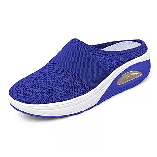 Onsoyours Clogs Weiche Hausschuhe Damen Pantoletten Mesh Sabot Mit Orthopädisch Luftkissen Atmungsaktiv Plateau Freizeit Sandalen Slipper A Blau 40 EU von Onsoyours