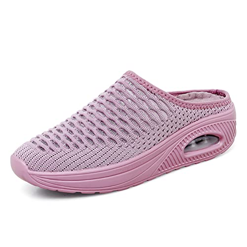 Onsoyours Clogs Damen Luftkissen Slip-On Orthopädische Pantoletten Mesh Sandalen Atmungsaktiv mit Fußgewölbestütze Strick Freizeitschuhe Orthopädische Schuhe C Rosa 41 EU von Onsoyours